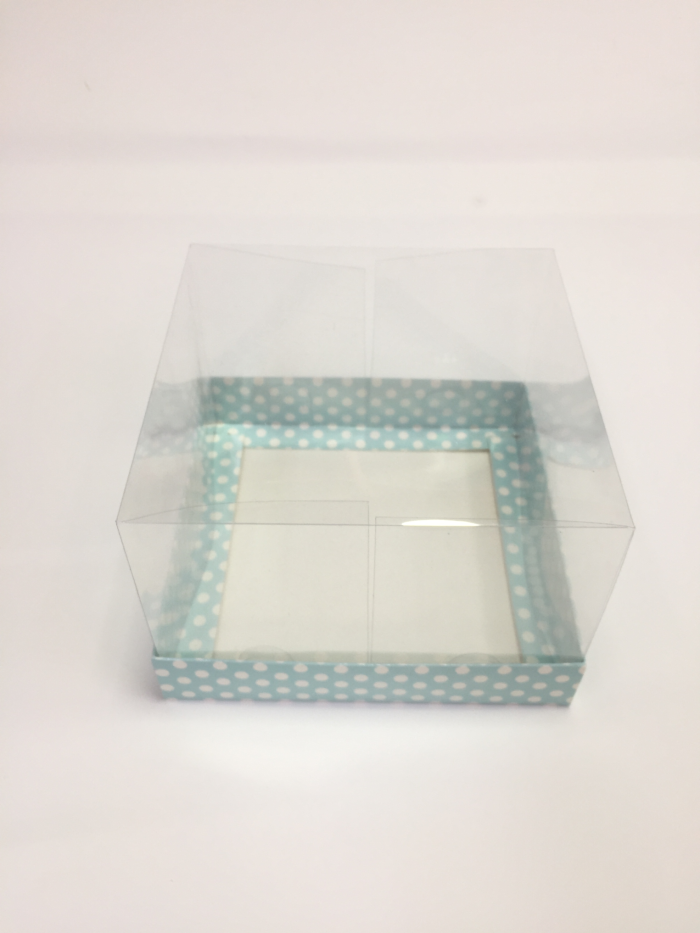 15x15x10 Asetatlı Mavi Puantiyeli Kutu