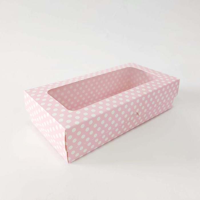 20x10x5 Çerçeveli Pembe Puantiyeli Kutu