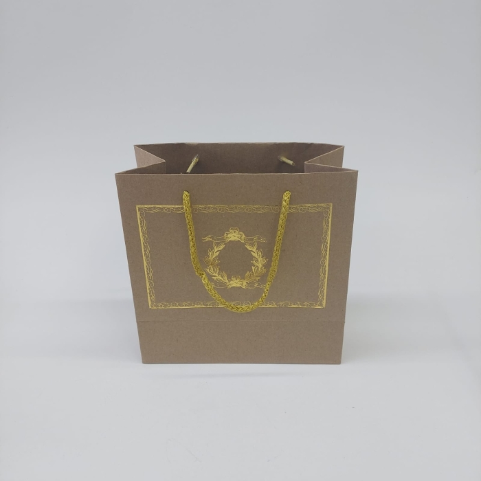 20x20x10 Kraft Altın Yaldızlı Karton Çanta