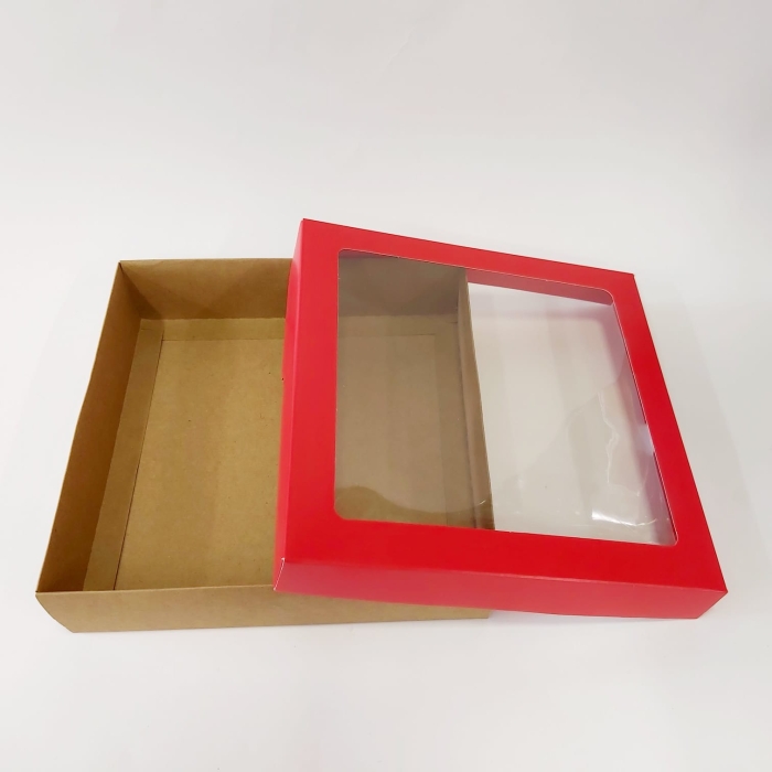 20x20x5 Kırmızı Çerçeveli Alt Kraft Kutu