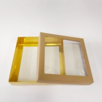 20x20x5 Kraft Çerçeveli Alt Altın Kutu