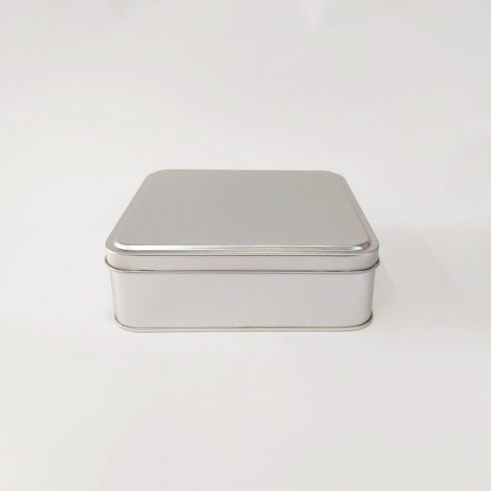 20x5 Kare Gümüş Metal Teneke Kutusu