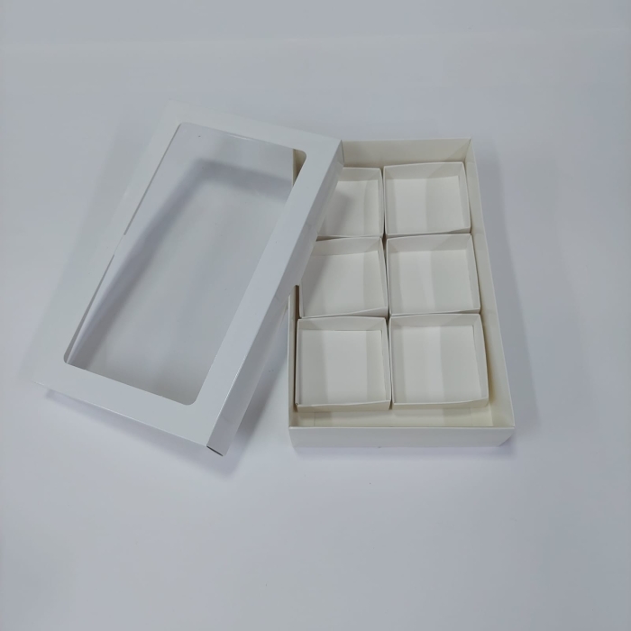 25x15x5 Çerçeveli Bölmeli Beyaz Kutu