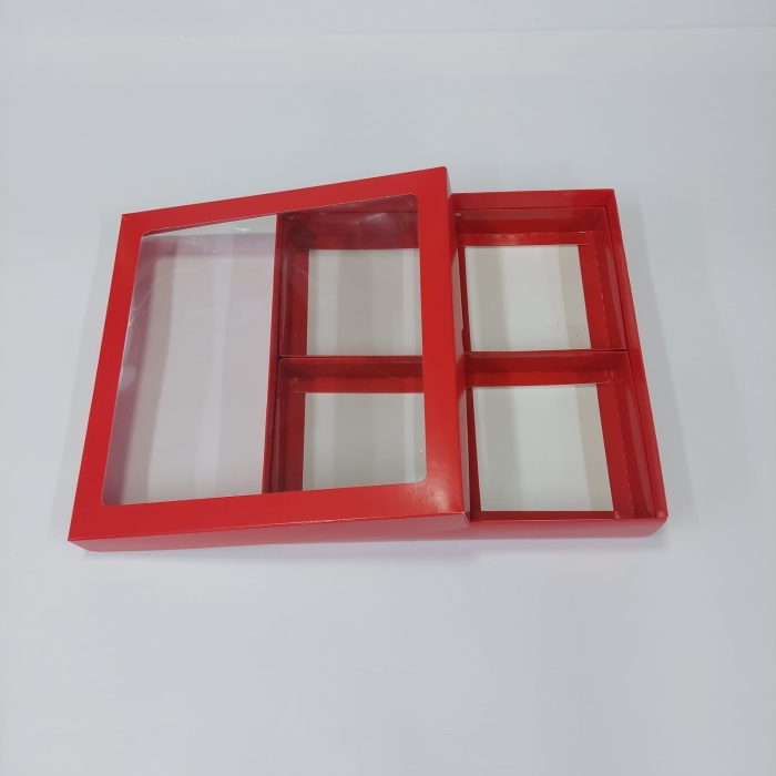 25x25x5 Kırmızı Bölmeli Kutu