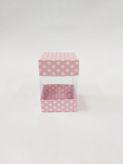 7x7x12 Çiftli Pembe Puantiyeli Kutu