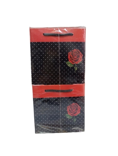 11x11x5  SİYAH BEYAZ PUANTİYELİ GÜL DESENLİ PAKETLER 50 LİKTİR