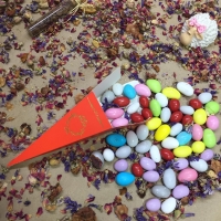 15X4 Turuncu Altın Yaldızlı Külah 25 li pkt 