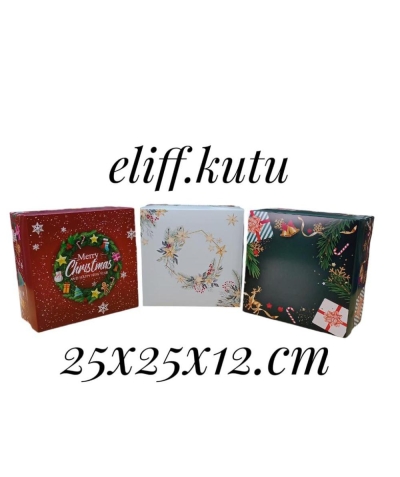 25x25x12.cm BEYAZ NOEL  BASKILI