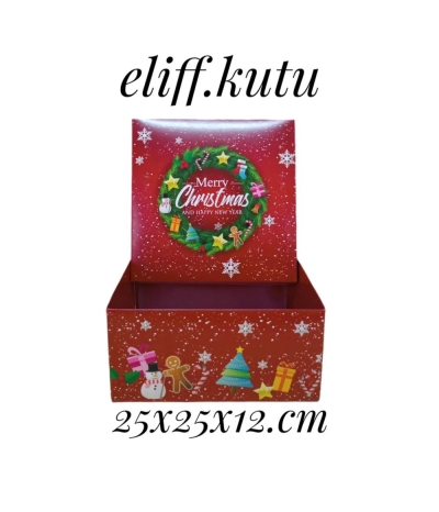 25x25x12.cm KIRMIZI NOEL BASKILI 