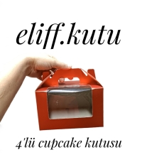 4'lü cupcake hareli kırmızı 
