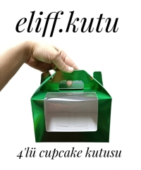 4'lü cupcake hareli yeşil 