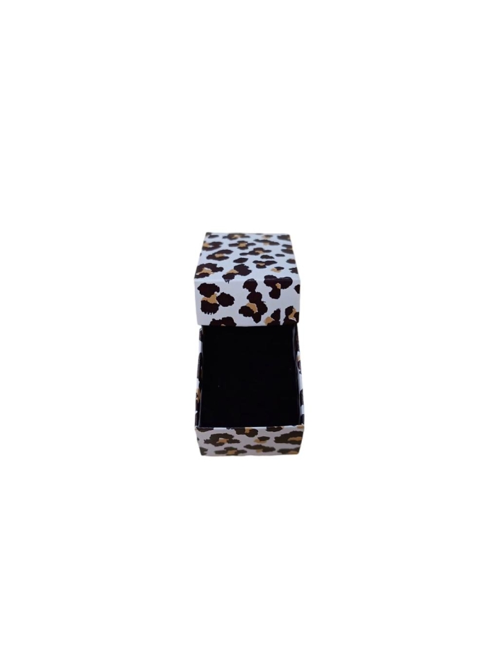 6X4X3 LEOPAR DESENLİ  SÜNGERLİ YÜZÜK KUTUSU  25 Lİ PAKET 