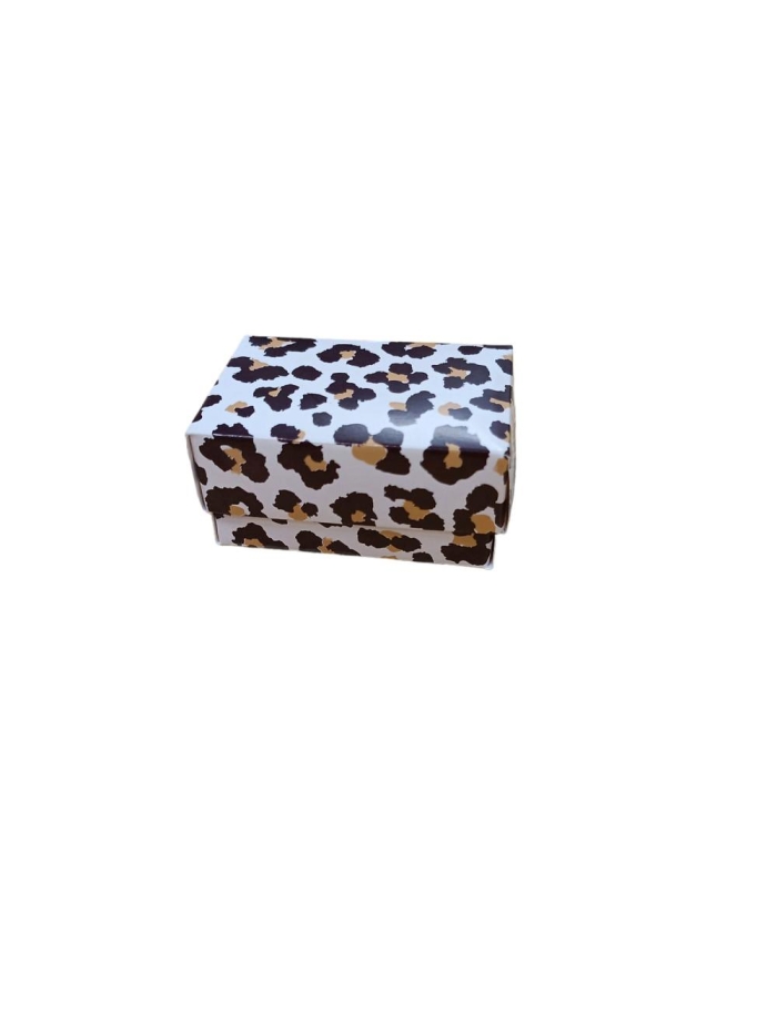 6X4X3 LEOPAR DESENLİ  SÜNGERLİ YÜZÜK KUTUSU  25 Lİ PAKET 