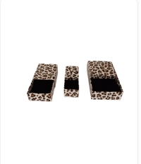 6X4X3 LEOPAR DESENLİ ÇEKMECELİ  SÜNGERLİ YÜZÜK KUTUSU  