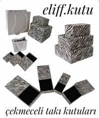6X4X3 ZEBRA  DESENLİ ÇEKMECELİ SÜNGERLİ YÜZÜK KUTUSU (25li PKT)
