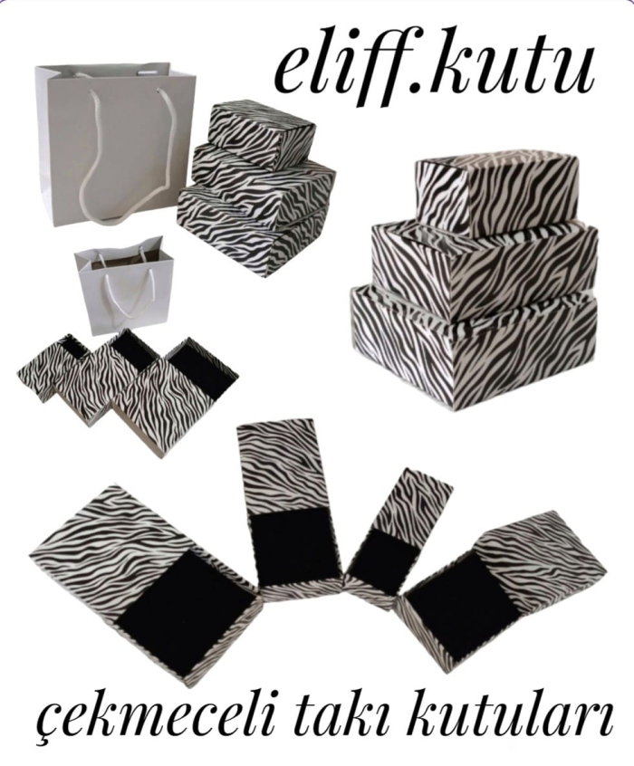 6X4X3 ZEBRA  DESENLİ ÇEKMECELİ SÜNGERLİ YÜZÜK KUTUSU (25li PKT)