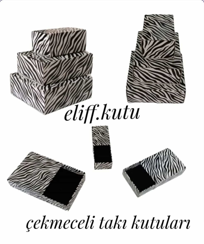 6X4X3 ZEBRA  DESENLİ ÇEKMECELİ SÜNGERLİ YÜZÜK KUTUSU (25li PKT)