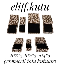 8X6X3 LEOPAR DESENLİ  ÇEKMECELİ  SÜNGERLİ TAKI KUTUSU 