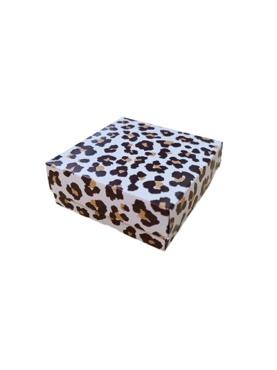 8X8X3 LEOPAR DESENLİ SÜNGERLİ TAKI KUTUSU 25 Lİ PAKET 