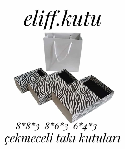 8X8X3 ZEBRA  DESENLİ ÇEKMECELİ SÜNGERLİ TAKI KUTUSU