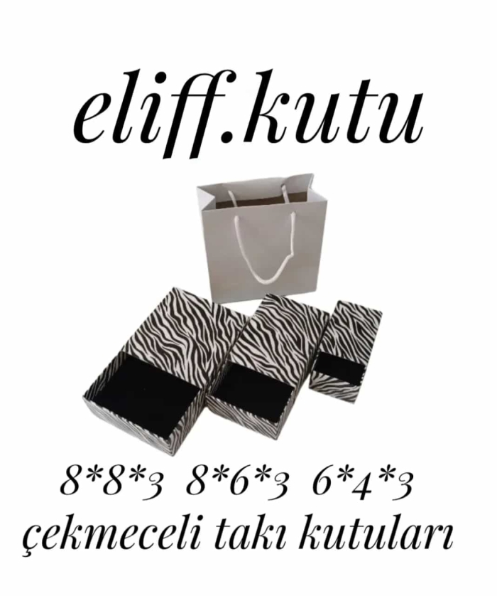 8X8X3 ZEBRA  DESENLİ ÇEKMECELİ SÜNGERLİ TAKI KUTUSU