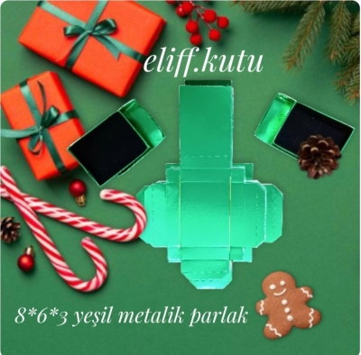 8x6x3 cm metalik parlak yeşil 25'li paket  fiyatidir 