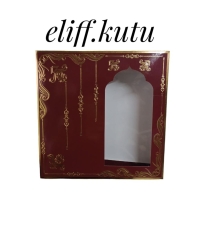25x25x5.cm BORDO GOLD VARAK YALDIZLI SECCADE TESBİH KUTUSU