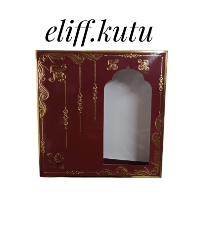 25x25x5.cm BORDO GOLD VARAK YALDIZLI SECCADE TESBİH KUTUSU