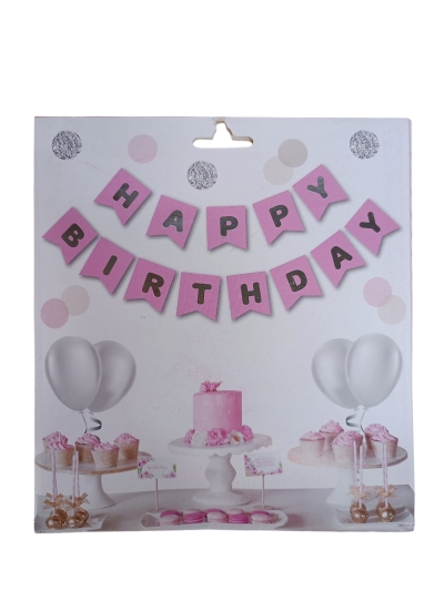 HAPPY BİRTHDAY YAZILI PEMBEYE GÜMÜŞ  VARAK YALDIZLI