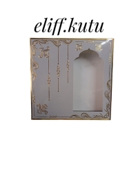 25x25x5.cm FÜME  GOLD VARAK YALDIZLI SECCADE TESBİH KUTUSU