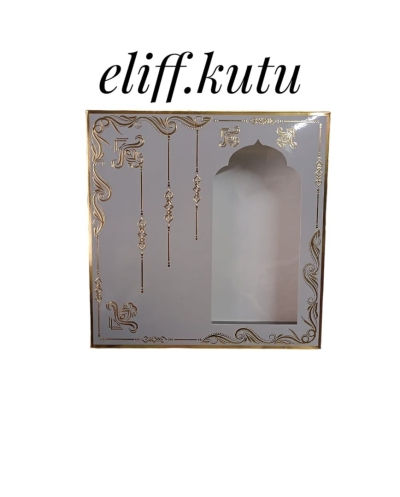25x25x5.cm FÜME  GOLD VARAK YALDIZLI SECCADE TESBİH KUTUSU