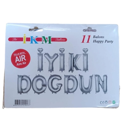 İYİKİ DOĞDUN YAZILI GÜMÜŞ  YALDIZLI FOLYO 