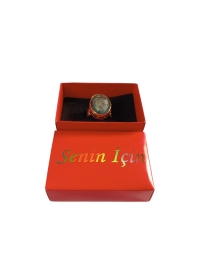 6x4x3 KIRMIZI GOLD VARAK YALDIZLI BASKILI  SENİN İÇİN YAZILI YÜZÜK KUTUSU 25Lİ PAKET 