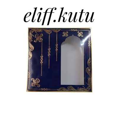 25x25x5.cm LACİVERT GOLD VARAK YALDIZLI SECCADE TESBİH KUTUSU