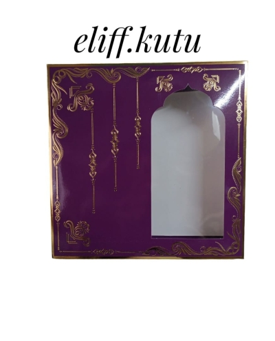 25x25x5.cm MOR GOLD VARAK YALDIZLI SECCADE TESBİH KUTUSU