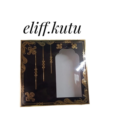25x25x5.cm SİYAH GOLD VARAK YALDIZLI SECCADE TESBİH KUTUSU