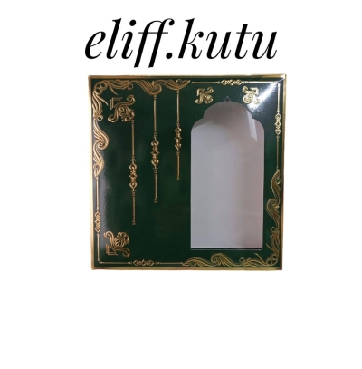 25x25x5.cm YEŞİL GOLD VARAK YALDIZLI SECCADE TESBİH KUTUSU