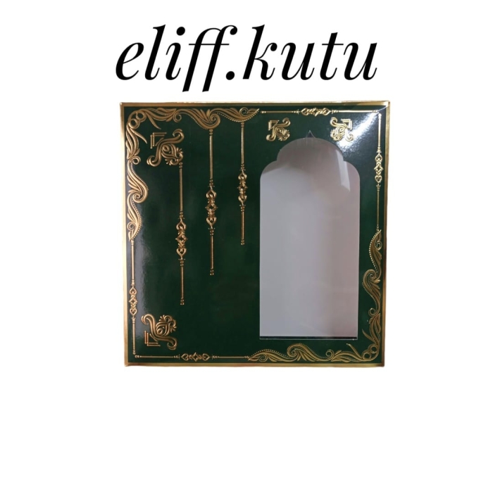 25x25x5.cm YEŞİL GOLD VARAK YALDIZLI SECCADE TESBİH KUTUSU