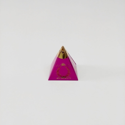 6x6x6 Mor Altın Yaldızlı Piramit Kutu 25 'li pakettir 