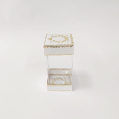 8x8x16 Çiftli Altın Yaldızlı Beyaz Kutu