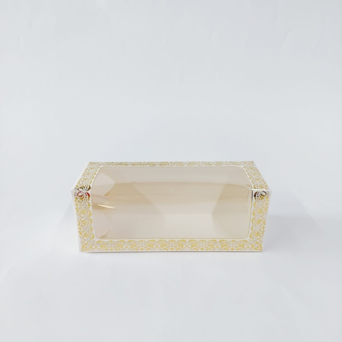 8x8x21 Altın Yaldızlı Beyaz Kutu
