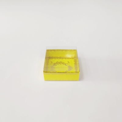 8x8x4 Altın Yaldızlı Sarı Kutu