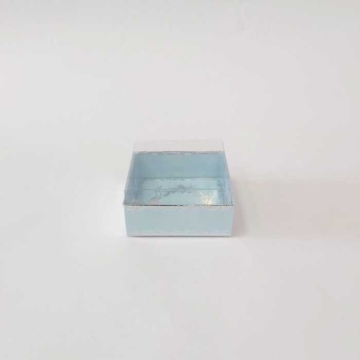 8x8x4 Gümüş Yaldızlı Mavi Kutu