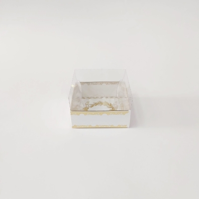 8x8x5 Altın Yaldızlı Beyaz Kutu
