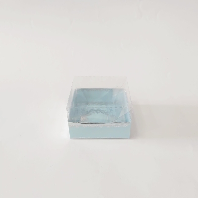 8x8x5 Gümüş Yaldızlı Mavi Kutu
