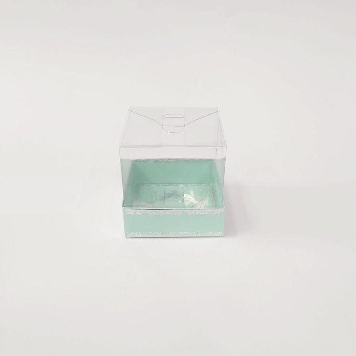 8x8x8 Gümüş Yaldızlı Mint Yeşili Kutu