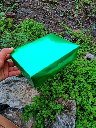 20x15x6.cm metalik ful yeşil